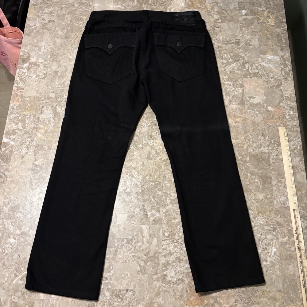 True Religion Jeans Mens 34 (fits 36x31) Black Ricky Straight Flap Pocket Denim - Picture 12 of 15
